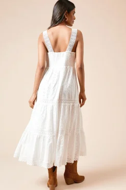 Robe Midi À Bretelles Avec Broderie Anglaise Et Inserts En Dentelle