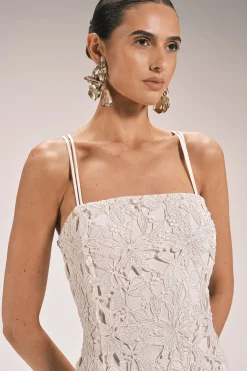 Robe Midi À Bretelles Avec Détails En Dentelle Petite