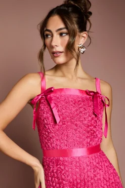 Robe Midi à Bretelles avec Fleurs 3D