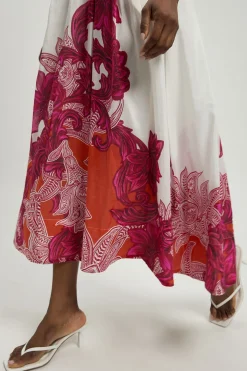 Robe Midi À Bretelles En Soie Et Coton Baroque