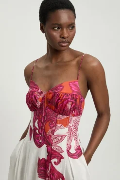 Robe Midi À Bretelles En Soie Et Coton Baroque