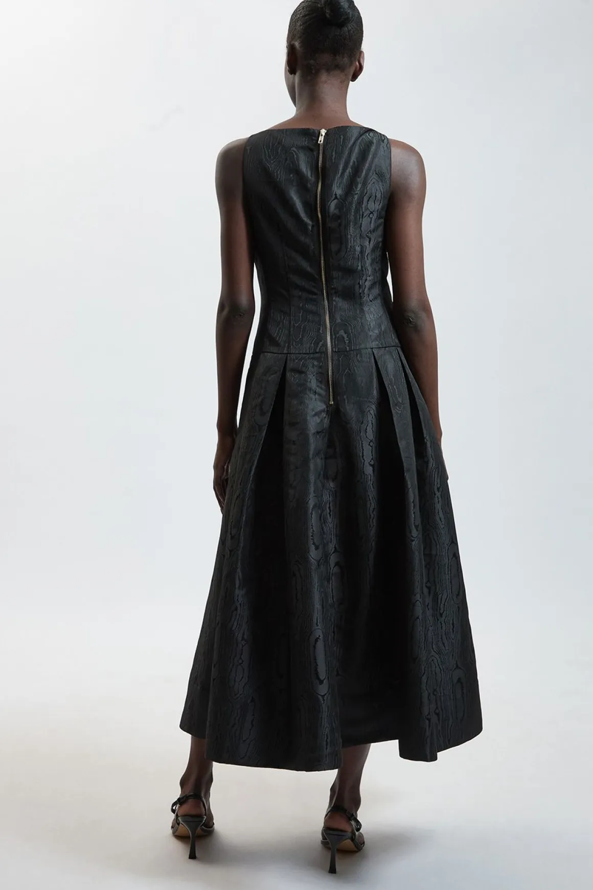Robe Midi À Bretelles Et Encolure Carrée En Taffetas Sergé Petite
