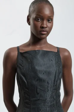 Robe Midi À Bretelles Et Encolure Carrée En Taffetas Sergé Petite