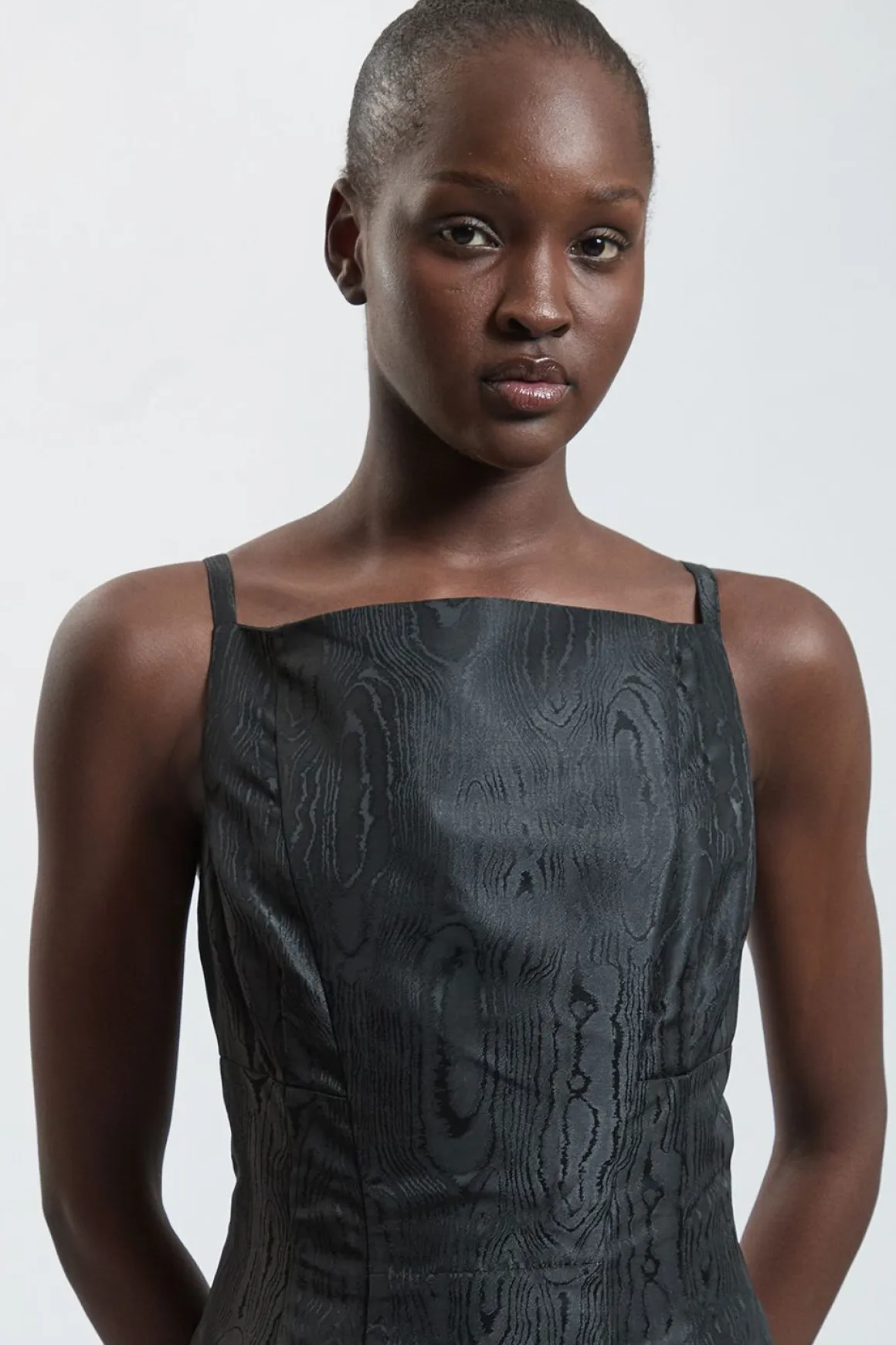 Robe Midi À Bretelles Et Encolure Carrée En Taffetas Sergé Petite