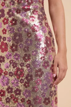 Robe Midi À Bretelles Et Sequins Dp Luxe