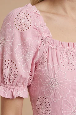 Dorothy Perkins Robe Midi Brodée À Manches Bouffantes<Femme Robes|Robes Mi-Longues