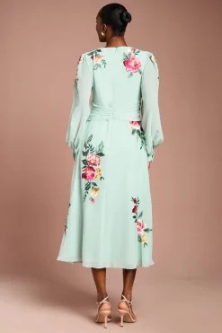 Coast Robe Midi Brodée À Manches Longues Avec Ceinture<Femme Robes Mi-Longues|Robes À Manches Longues
