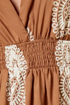 Dorothy Perkins Robe Midi Brodée Marron Petite<Femme Looks Chocolat|Toutes Les Robes
