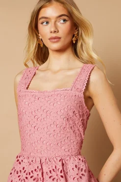 Oasis Robe Midi Broderie Anglaise à Finitions Festonnées<Femme Toutes Les Robes|Robes Mi-Longues