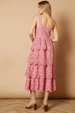 Oasis Robe Midi Broderie Anglaise à Finitions Festonnées<Femme Toutes Les Robes|Robes Mi-Longues