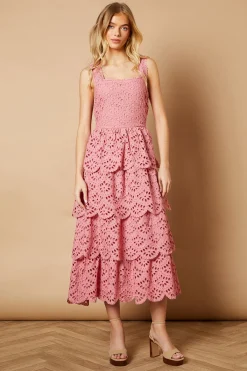 Oasis Robe Midi Broderie Anglaise à Finitions Festonnées<Femme Toutes Les Robes|Robes Mi-Longues