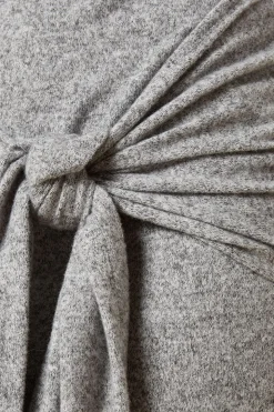 Robe Midi Brossée à Nœud Devant