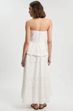 Robe Midi Bustier À Basque En Broderie Anglaise Coton Petite