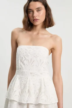 Robe Midi Bustier À Basque En Broderie Anglaise Coton Petite