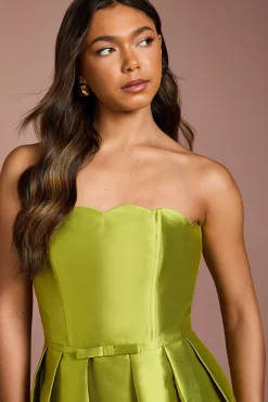 Robe Midi Bustier à Bords Festonnés