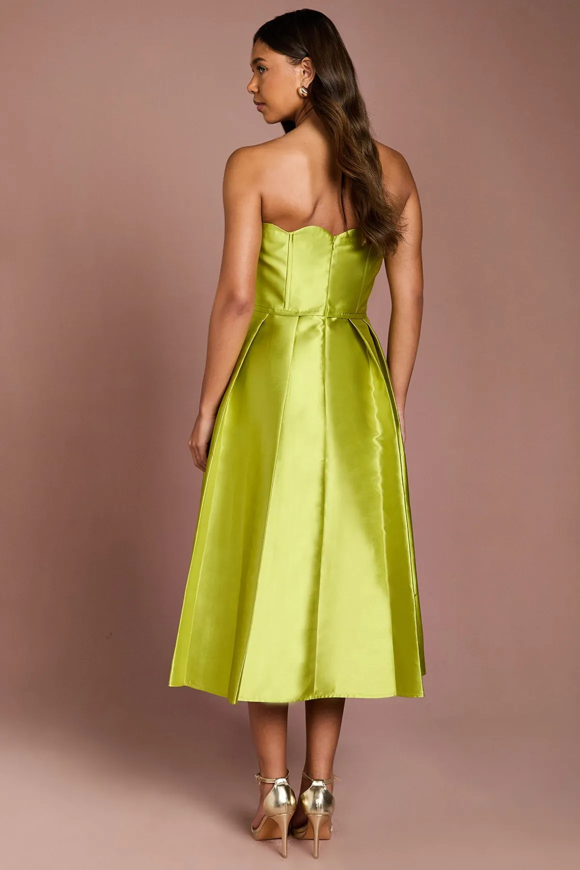 Robe Midi Bustier à Bords Festonnés