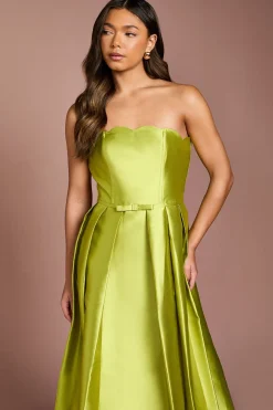 Robe Midi Bustier à Bords Festonnés