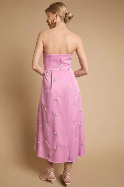Robe Midi Bustier Cœur Brodée