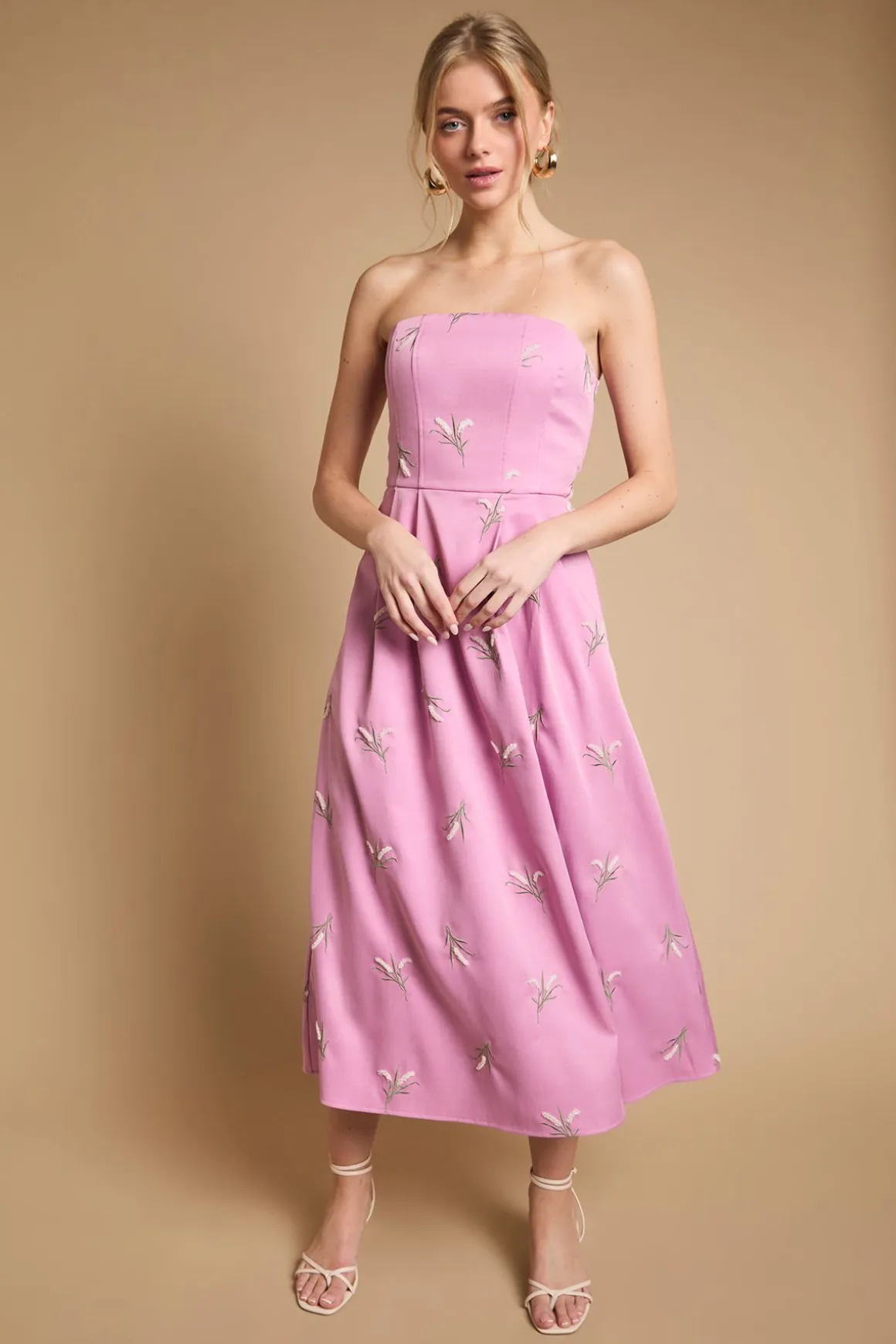 Robe Midi Bustier Cœur Brodée