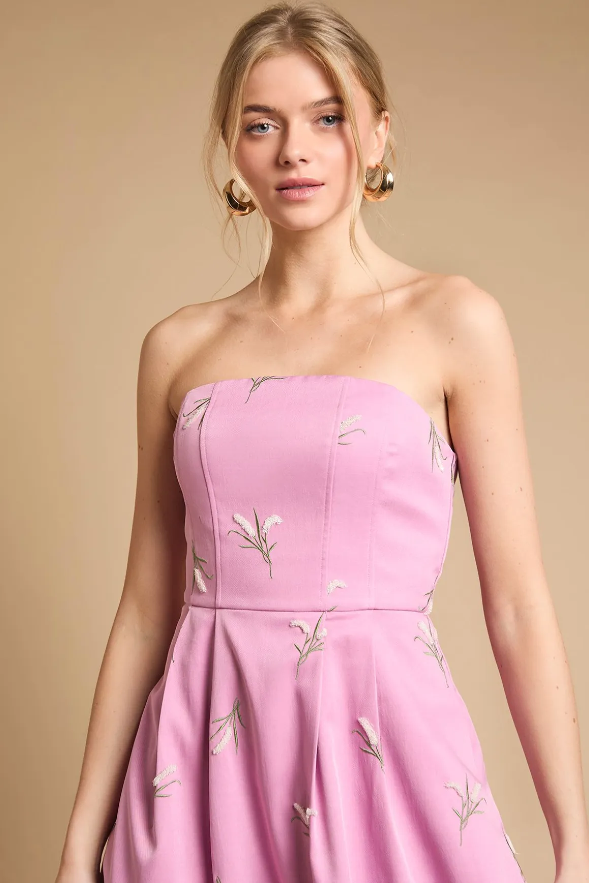 Robe Midi Bustier Cœur Brodée