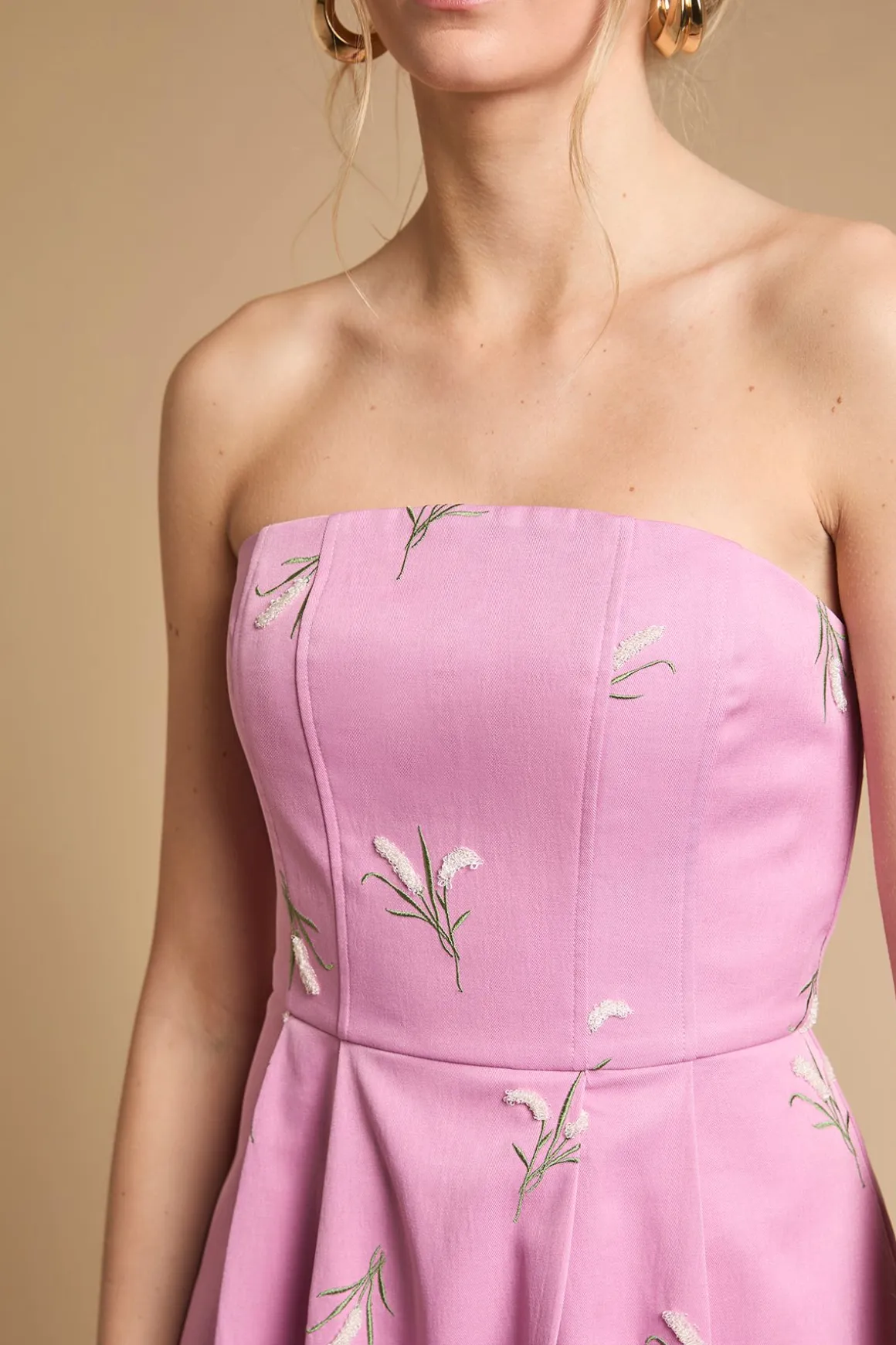 Robe Midi Bustier Cœur Brodée