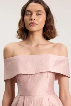 Robe Midi Bustier En Sergé Texturé Ajusté