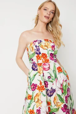 Oasis Robe Midi Bustier Florale en Sergé d'Occasion<Femme Toutes Les Robes|Robes Mi-Longues