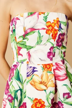 Oasis Robe Midi Bustier Florale en Sergé d'Occasion<Femme Toutes Les Robes|Robes Mi-Longues