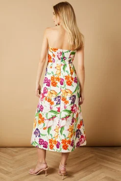 Oasis Robe Midi Bustier Florale en Sergé d'Occasion<Femme Toutes Les Robes|Robes Mi-Longues