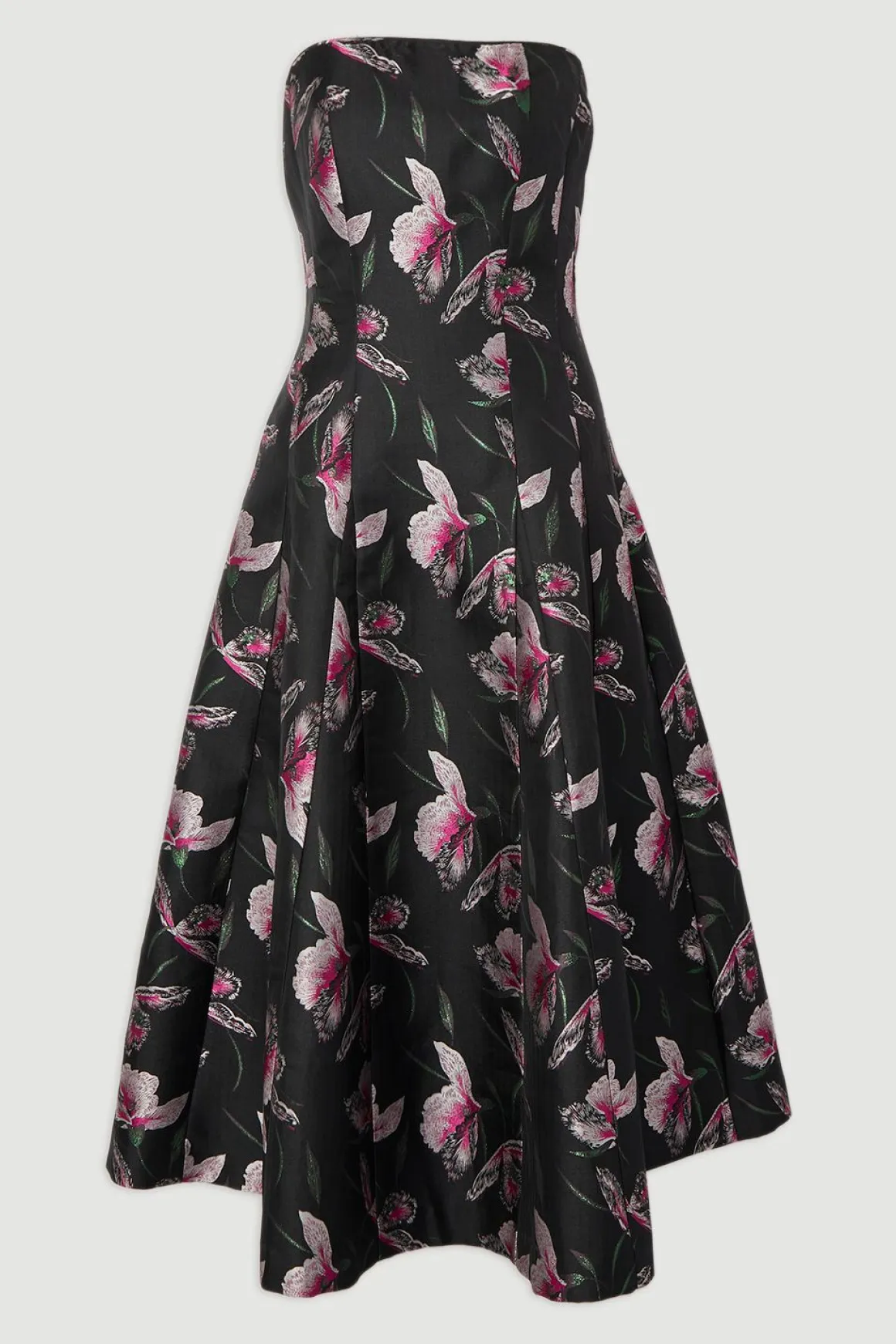 Robe Midi Bustier à Jupe Ample en Jacquard