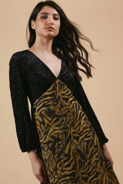 Oasis Robe Midi Bustier à Motifs Animaliers d'Occasion<Femme Robes Mi-Longues|Robes À Manches Longues
