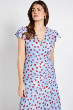 Robe Midi Cache-cœur À Imprimé Pois Avec Cape