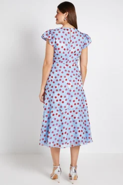 Robe Midi Cache-cœur À Imprimé Pois Avec Cape