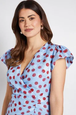 Robe Midi Cache-cœur À Imprimé Pois Avec Cape