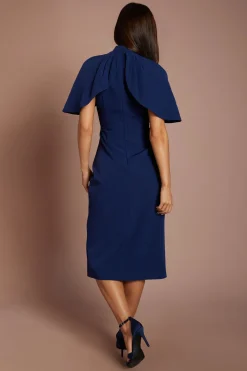 Robe Midi Cache-cœur À Manches Cape Et Jupe Portefeuille