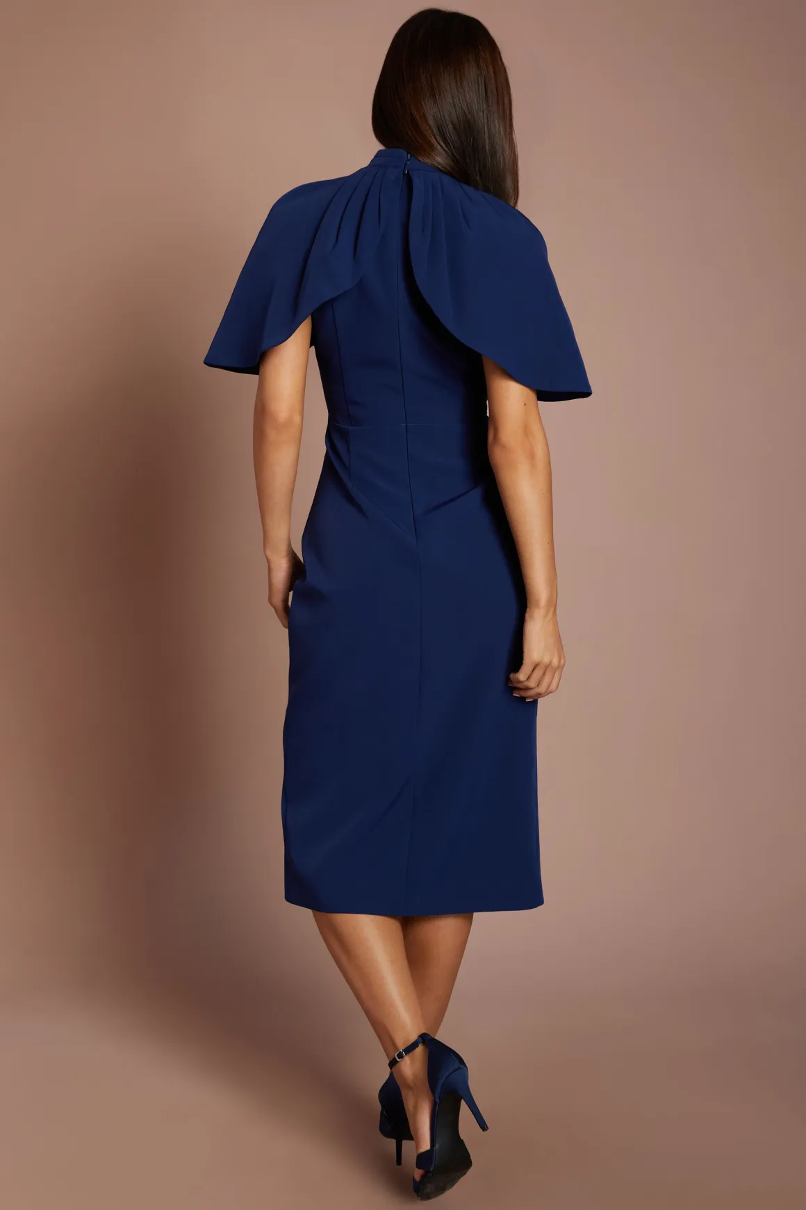 Robe Midi Cache-cœur À Manches Cape Et Jupe Portefeuille