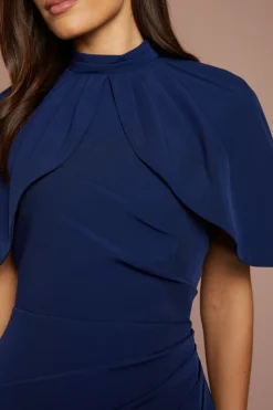 Robe Midi Cache-cœur À Manches Cape Et Jupe Portefeuille