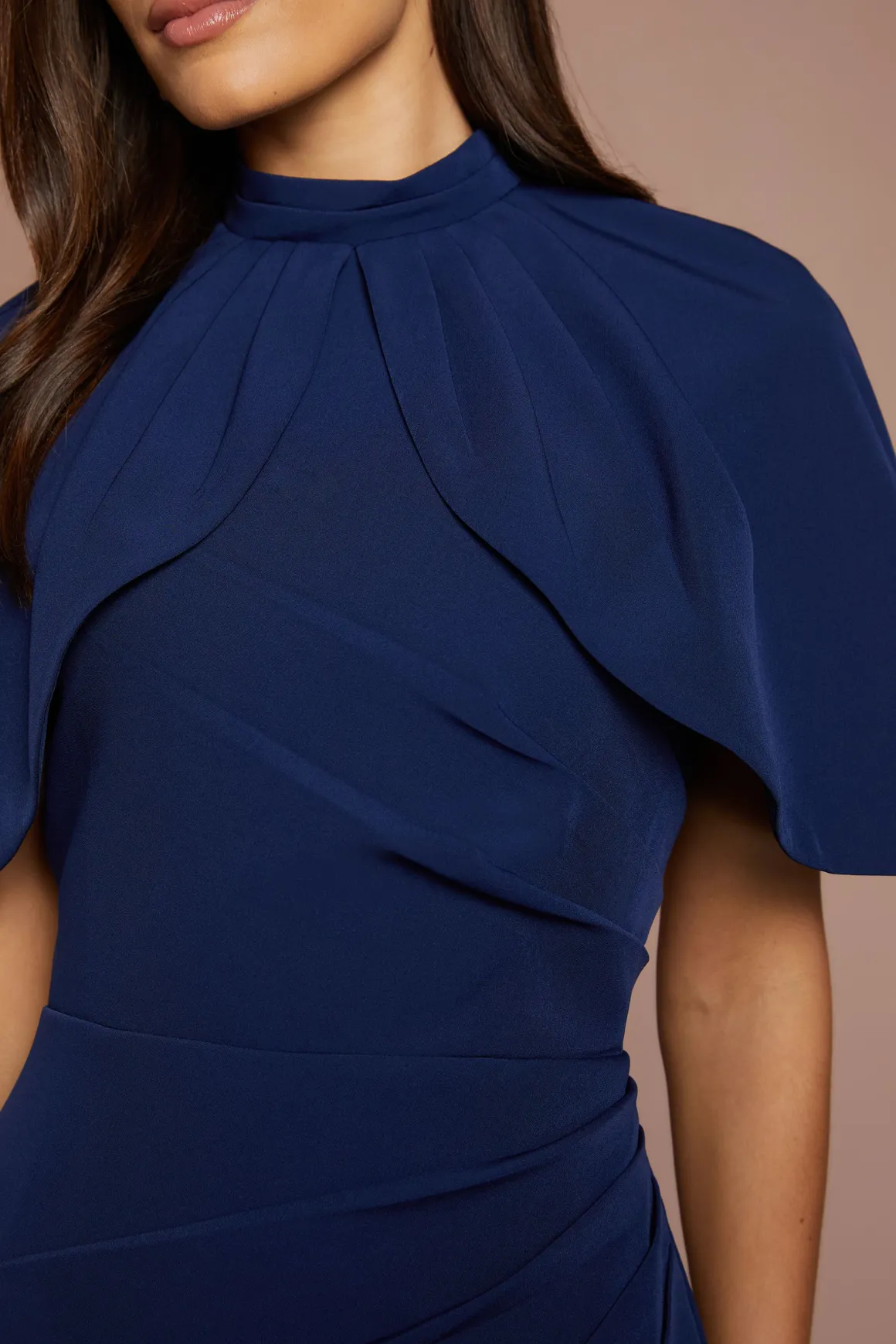 Robe Midi Cache-cœur À Manches Cape Et Jupe Portefeuille