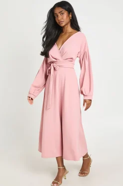 Robe Midi Cache-cœur À Épaules Dénudées