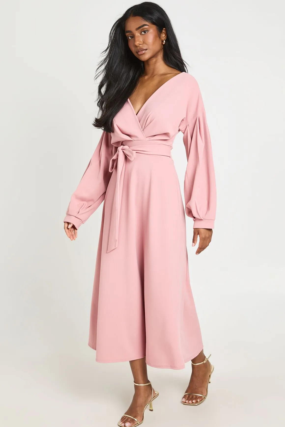 Robe Midi Cache-cœur À Épaules Dénudées