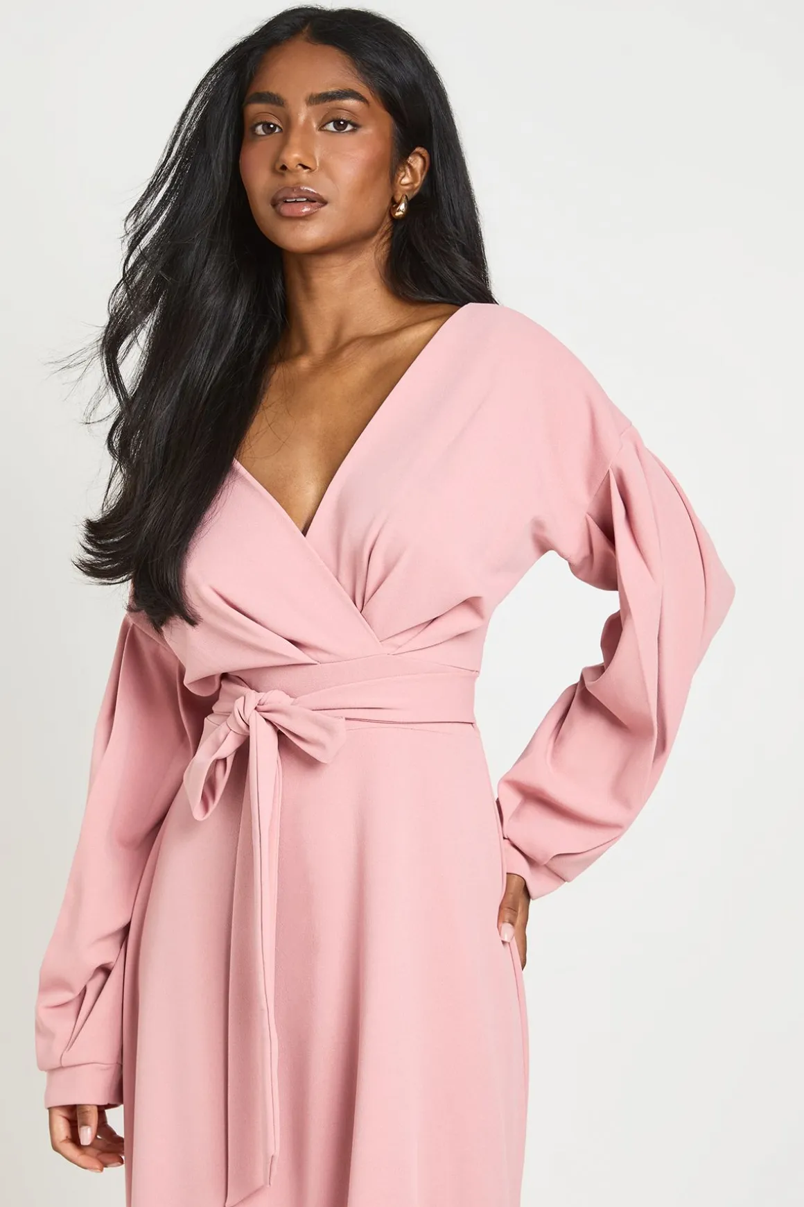 Robe Midi Cache-cœur À Épaules Dénudées