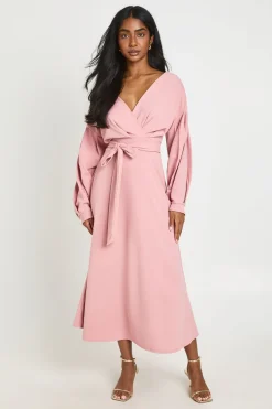 Robe Midi Cache-cœur À Épaules Dénudées