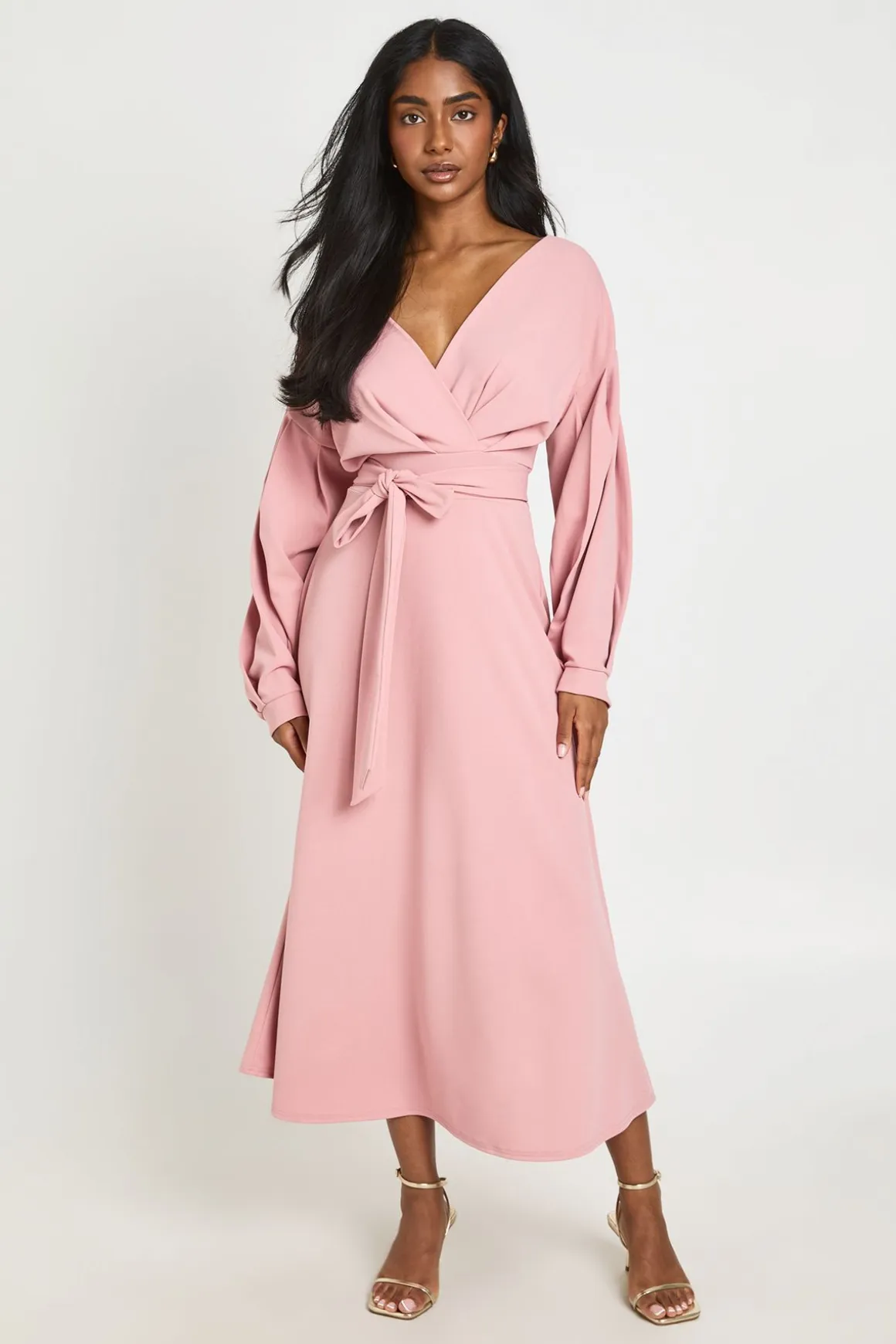 Robe Midi Cache-cœur À Épaules Dénudées