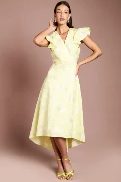 Coast Robe Midi Cache-cœur À Volants En Jacquard Avec Ourlet Asymétrique<Femme Toutes Les Robes|Robes Mi-Longues