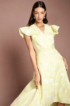 Coast Robe Midi Cache-cœur À Volants En Jacquard Avec Ourlet Asymétrique<Femme Toutes Les Robes|Robes Mi-Longues