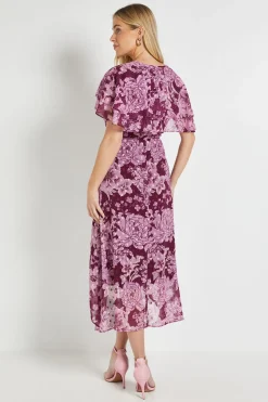 Robe Midi Cape À Imprimé Floral Dévoré Petite