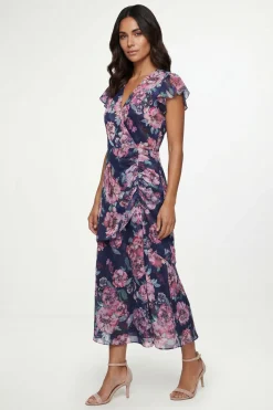 Wallis Robe Midi Cape À Motif Floral Dévoré<Femme Robes|Robes Mi-Longues