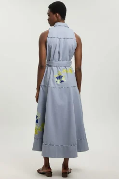 Robe Midi À Ceinture Avec Appliqués Floraux