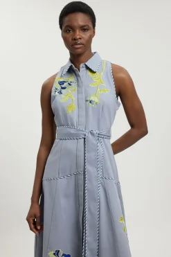 Robe Midi À Ceinture Avec Appliqués Floraux
