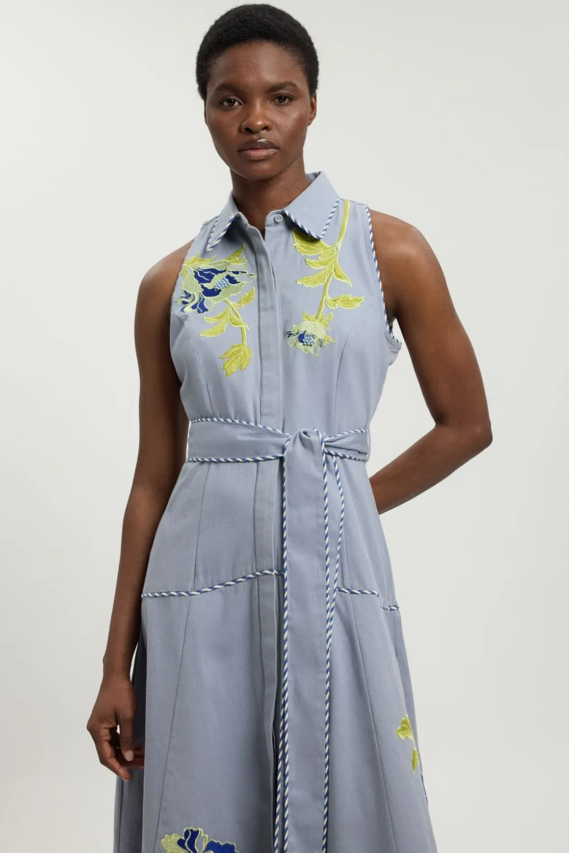 Robe Midi À Ceinture Avec Appliqués Floraux